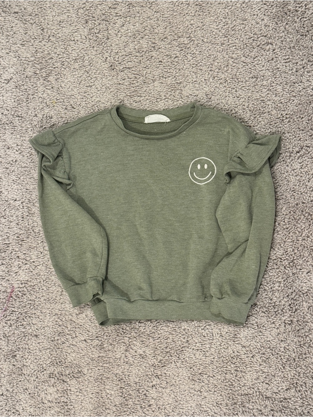 Girls Green Ruffle Sweatshirt